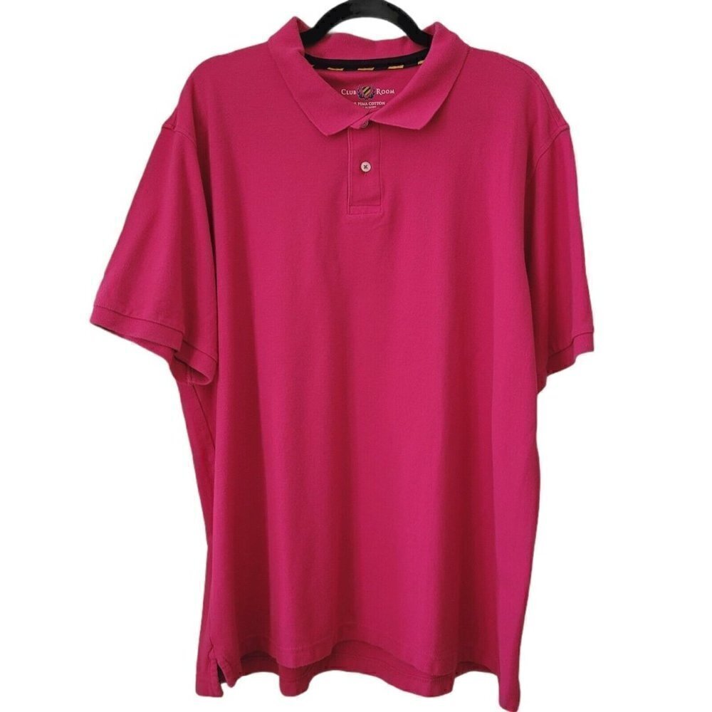 Club Room Sz XL Men's Pink Polo Collared Shirt Pima Cotton Short Sleeve Casual